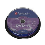 Verbatim  Диски DVD+R  4.7Gb 16х  10 шт  Cake Box (43498)