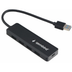 Gembird Разветвитель USB3.1 4xUSB  с доп.питанием (порт Type-C)  кабель USB 19см  черный  коробка (U