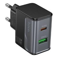 HOCO Зарядное устройство Hoco 30Вт, 3А, QC3.0/PD, 1xUSB, 1xType-C, CS73A, черный, коробка