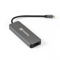 Фото  Exegate EX293984RUS Док-станция ExeGate DUB-31C/PD/H (кабель-адаптер USB Type-C --> 3xUSB3.0 + PD 60W + HDMI 4K@30Hz, Plug&Play, серый)