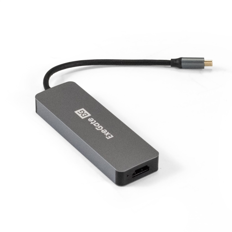 Фото  Exegate EX293984RUS Док-станция ExeGate DUB-31C/PD/H (кабель-адаптер USB Type-C --> 3xUSB3.0 + PD 60W + HDMI 4K@30Hz, Plug&Play, серый)
