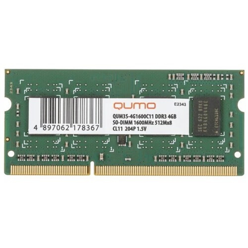 QUMO DDR3 SODIMM 4GB QUM3S-4G1600C11 PC3-12800  1600MHz