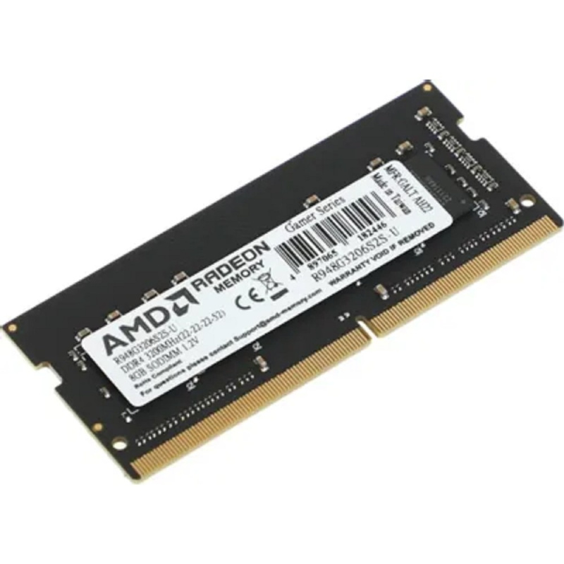 Фото  AMD SO-DIMM DDR4 8Gb R9 Gamer Series 3200МГц OEM (R948G3206S2S-U )