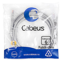 Фото  Cabeus PC-UTP-RJ45-Cat.6-5m Патч-корд U/UTP, категория 6, 2xRJ45/8p8c, неэкранированный, серый, PVC, 5м