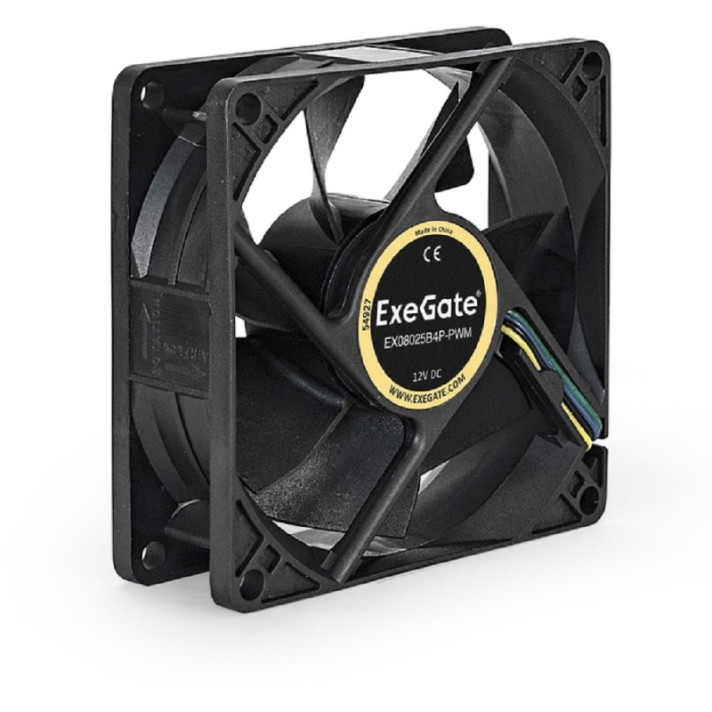 Фото  Exegate EX283378RUS Вентилятор ExeGate E08025B4P-PWM, 80x80x25 мм, двойной шарикоподшипник, 4pin, PWM, 22dBA