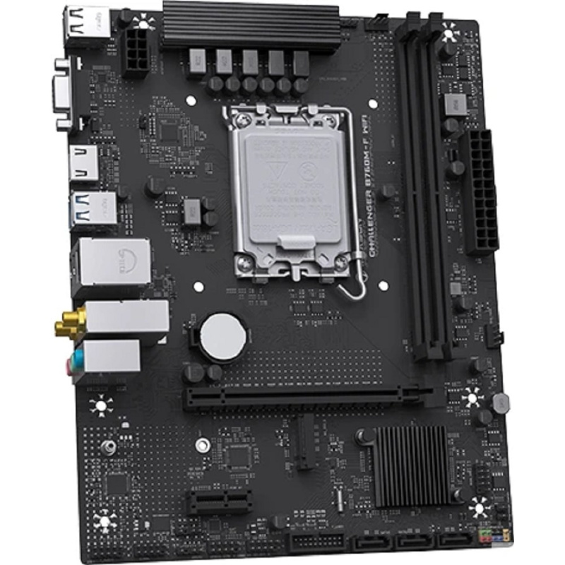 Фото  MAXSUN MS-Challenger B760M-F WIFI (Socket 1700, mATX, 2*DDR4(64Gb), VGA/HDMI, 3xSATA3, 1*M.2,1xPCI-E x16/1xPCI-E x1, 2*USB 2.0, 2*USB 3.2 Gen1, LAN 1*