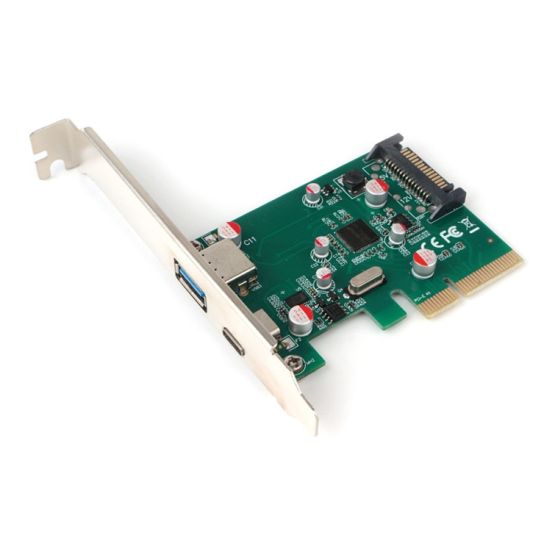 Контроллер USB Gembird SPCR-02 PCI-express  порты: 2 внешн. USB 3.1 Type-C и Type-A