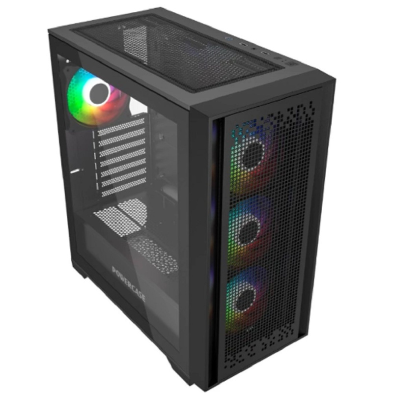 Powercase ByteFlow Black  Tempered Glass  4x 120mm ARGB fans  ARGB HUB  чёрный  ATX  (CBFB-A4)