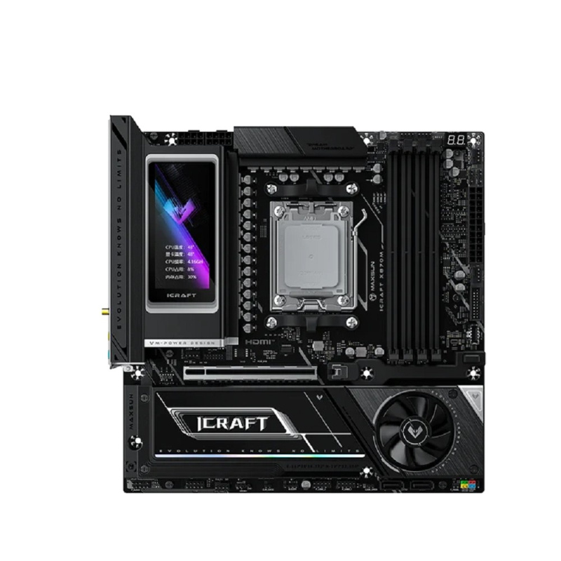 Фото  MS-iCraft X870M (Socket AM5, mATX, 4*DDR5(192Gb), DP/HDMI, 2*SATA3, 3*M.2, 1*PCIEx16, 2* Type-C, 2*USB 2.0, 6*USB 3.2, LAN 1*5G, SPDIF, WiFi7,  RTL)
