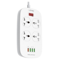 Perfeo LD_B4435  LDNIO SC4407Q/ Сетевой фильтр 2м/ 4  розетки EU_UK_US/ 2500W/ 4 USB+QC 3.0/  Выкл. на розетки/ White