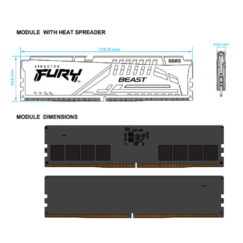 Фото  Kingston DDR5 DIMM 32GB 5600 MT/s CL40 KF556C40BB2-32