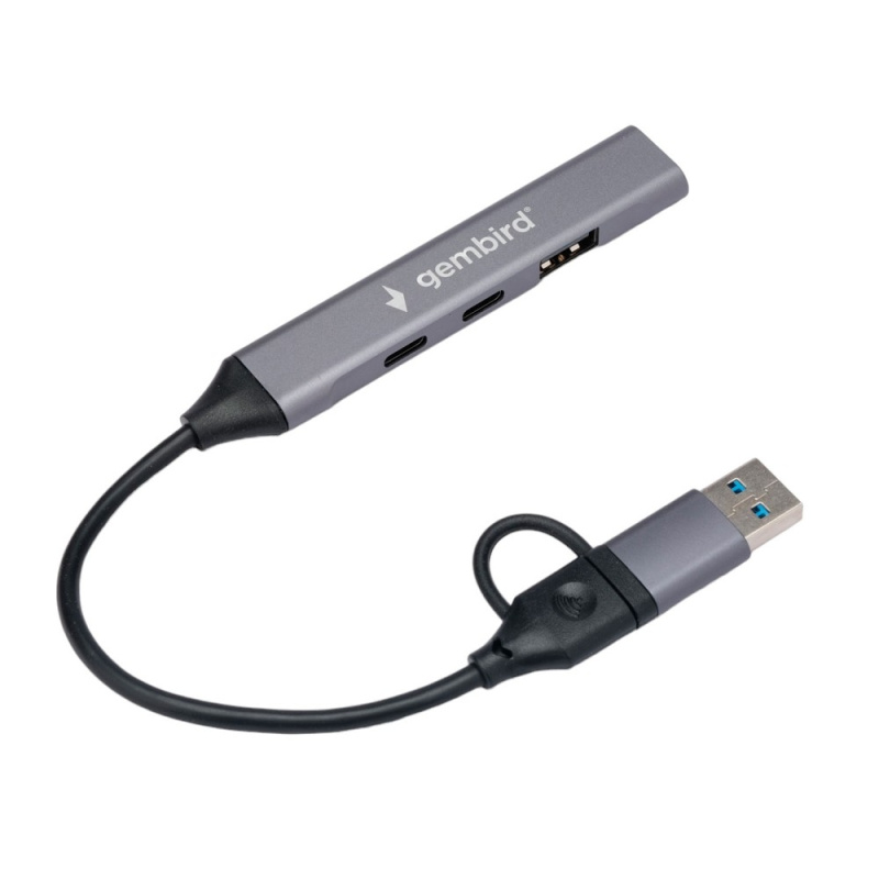 Разветвитель USB 3.0 2.0 Gembird  4 порта: 2xType-C  1xUSB 3.0  1xUSB 2.0  кабель Type-C+USB (UHB-C4