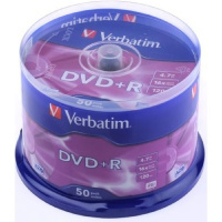 Фото  Verbatim  Диски DVD+R  4.7Gb 16-х , 50 шт, Cake Box (43550)