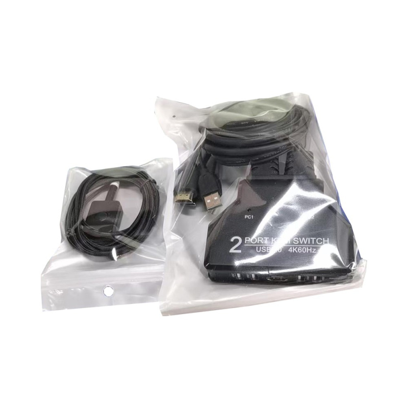Фото  ORIENT HS21HC, HDMI KVM переключатель на 2 устройства, порты HDMI + 2xUSB (клавиатура+мышь) + 2xUSB 2.0, поддержка 4K@60Hz, встроенные кабели 2xHDMI+2