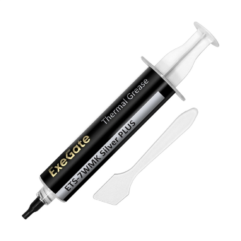 Exegate EX296090RUS Термопаста ExeGate ETS-7WMK Silver PLUS (7 2 Вт (м•К)  15г  шприц с лопаткой)