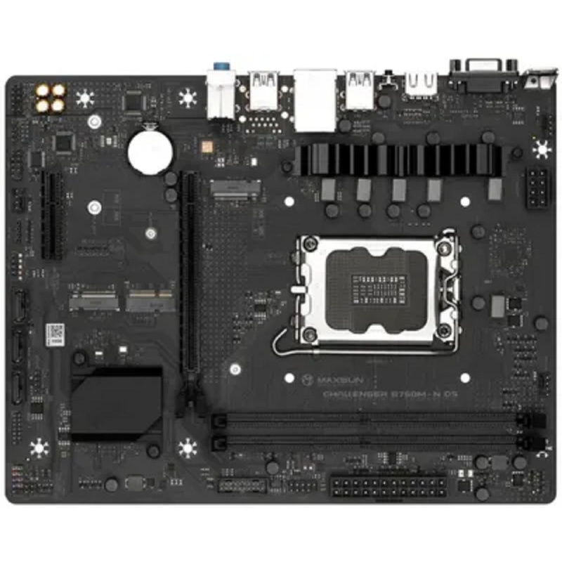 Фото  MAXSUN MS-Challenger B760M-N D5 V2 (Socket 1700, mATX, 2*DDR5, VGA/HDMI, 3*SATA3, 2*M.2, 1xPCI-E x16 /1xPCI-E x4, 4*USB 2.0,  2*USB 3.2 Gen1 , LAN 1*1