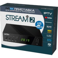 Фото  Perfeo DVB-T2/C приставка "STREAM-2" для  цифр.TV, Wi-Fi, IPTV, HDMI, 2 USB, DolbyDigital, пульт ДУ [PF_A4488 ]