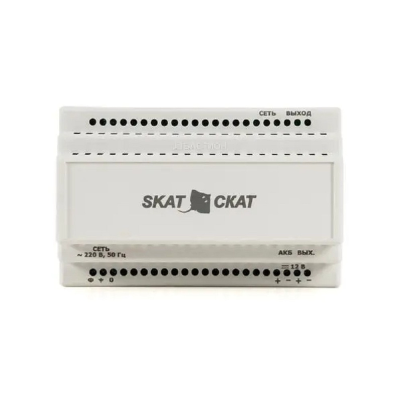 Фото  БАСТИОН SKAT-12-6.0 DIN (СКАТ ИБП-12/6-DIN) источник питания 12В 6А пластиковый корпус под DIN рейку 35 мм, МПТ (586) 