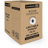 Фото  Exegate EX138966RUS Кабель UTP 4 пары кат.5e Exegate Special медь, 26AWG, 305м pullbox, серый