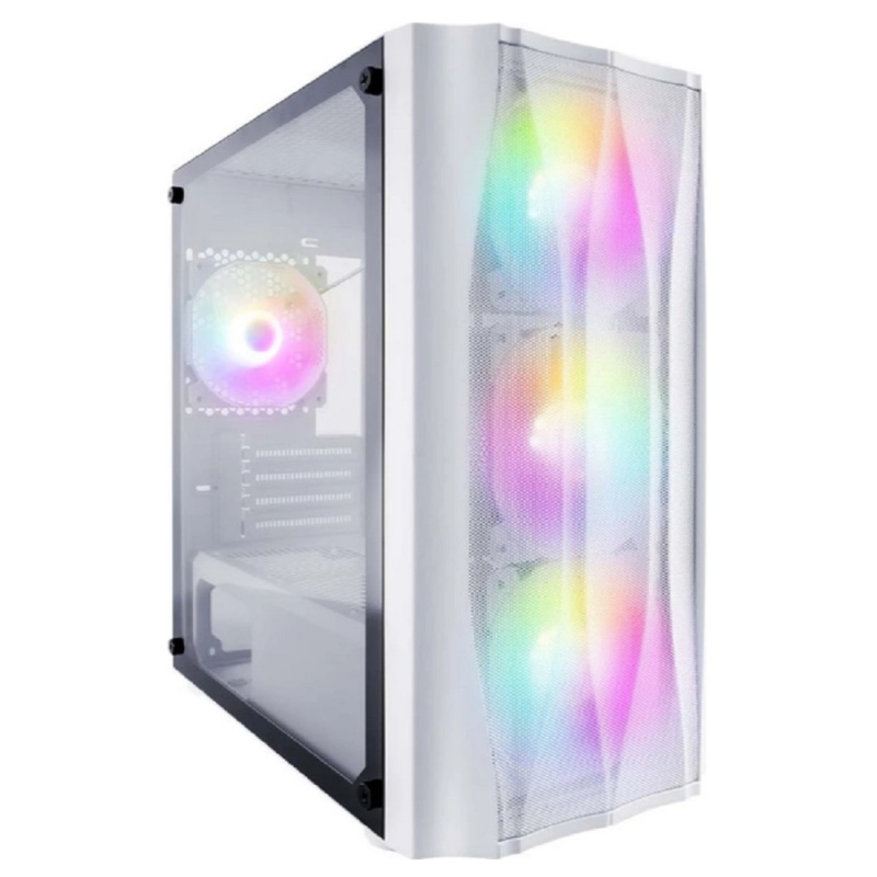 Фото  1STPLAYER Корпус FIREBASE X3-M White / mATX, TG / 4x120mm LED fans inc. / X3-M-WH-4F1-W