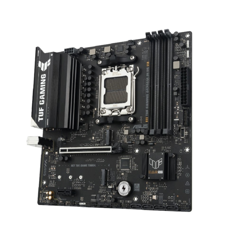 Фото  ASUS TUF GAMING A620AM-PLUS (SocketAM5, mATX, 4xDDR5(256GB), 2xDP/HDMI, 2xPCIe 4.0x16/1xPCIe 3.0, 1xLAN (2.5GbE), 4xSATA 6Gb/s, 2xM.2, 2xUSB 3.2, 4xUS