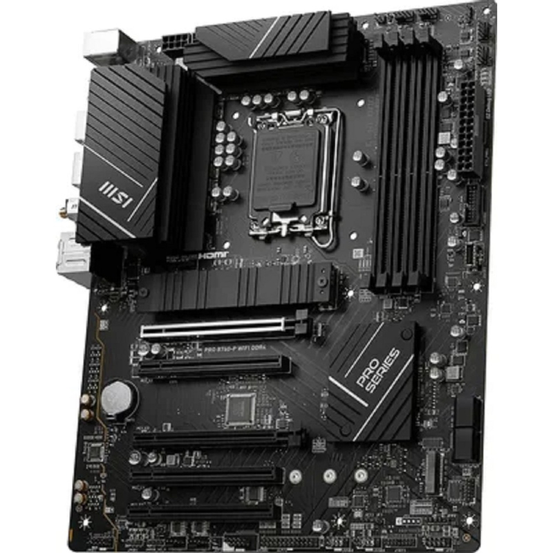 Фото  MSI PRO B760-P WIFI DDR4 {B760, LGA1700, 4DDR4, 5PCI-Ex16, 3M.2, 4SATA3.0, 3USB3.2 Gen2, 3USB3.2 , Gen1}