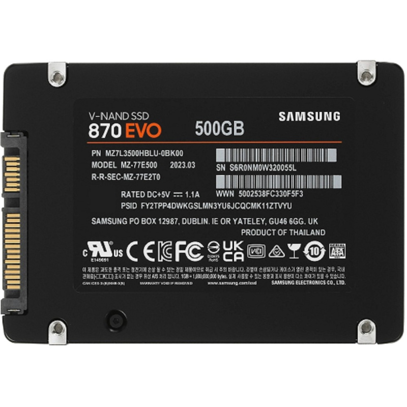 Фото  Samsung SSD 500Gb 870 EVO MZ-77E500B/EU (SATA3)