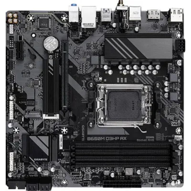 Фото  Gigabyte B650M D3HP AX {AM5 AMD B650 4xDDR5 mATX AC`97 8ch(7.1) 2.5Gg RAID+HDMI+DP}
