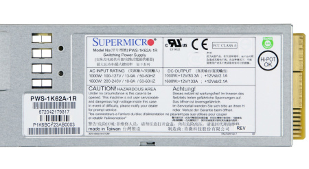 Фото  Supermicro PWS-1K62A-1R Блок питания 1600W, Titanium Level, Redundancy