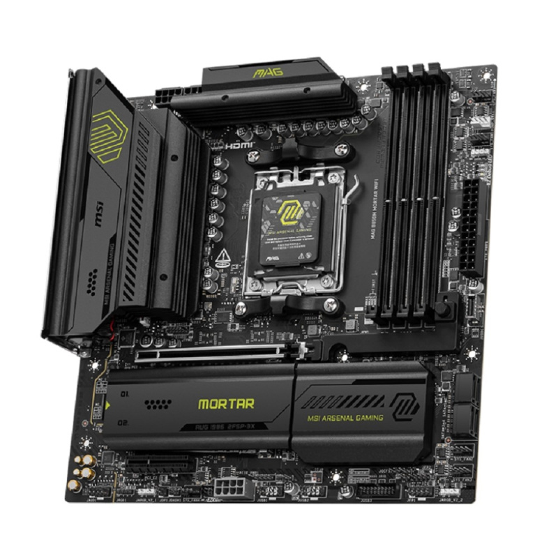 Фото  Материнская плата MSI MAG B850M MORTAR WIFI SocketAM5 AMD B850 4xDDR5 mATX AC`97 8ch(7.1) 5Gigabit RAID+HDMI