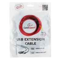 Фото  Cablexpert UAE016-BLACK Кабель удлинит. USB 2.0 активный AM/AF, 4.8м, черный, пакет