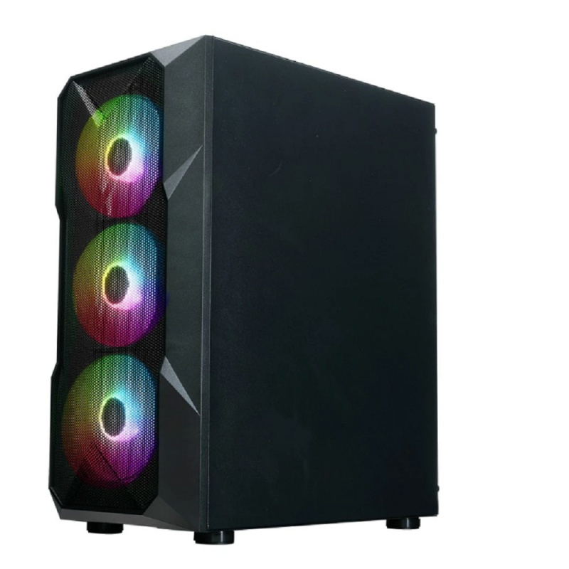 Фото  XASTRA Корпус  A304 4FRGB Black ATX/Mesh/half-size TG/4x120mm FRGB FC fans/ A304-4FC12F