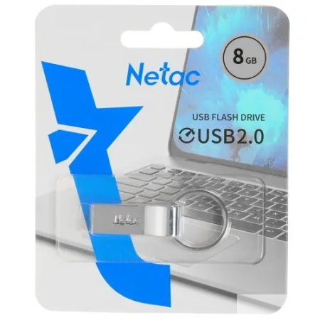 Netac USB Drive 8GB U275 <NT03U275N-008G-20SL>  USB2.0  с кольцом  металлическая