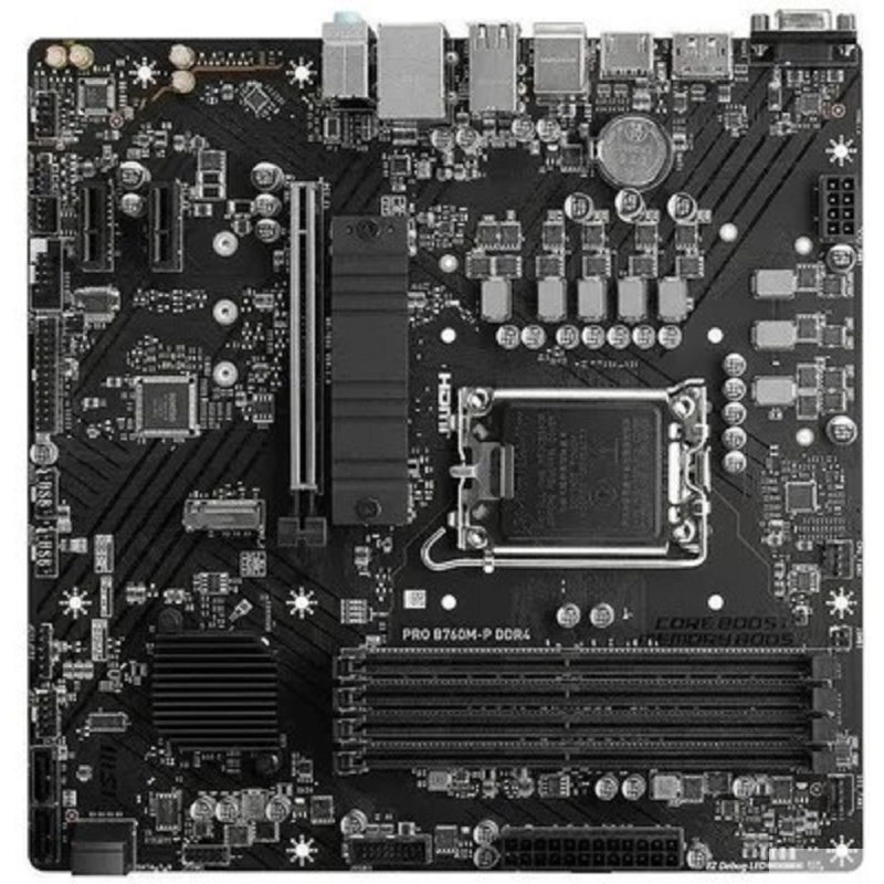 Фото  MSI PRO B760M-P DDR4 {LGA1700, 4xDDR4 4xSATA3 RAID 2xM.2 HDMI DP mATX} RTL