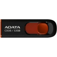 Фото  A-DATA Flash Drive 32Gb С008 AC008-32G-RKD {USB2.0, Black-Red}