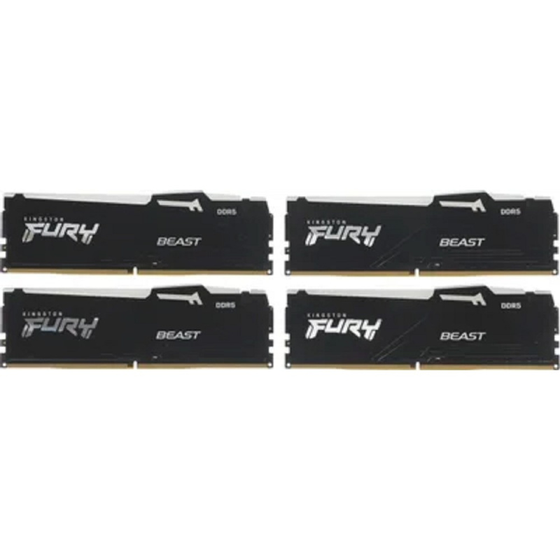 Фото  Kingston DDR5 DIMM 64GB 5200MT/s CL40 (Kit of 4) FURY Beast RGB XMP KF552C40BBAK4-64