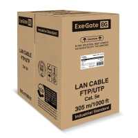 Фото  Exegate EX301076RUS Кабель ExeGate Special UTP4-C5e-CU-S24-OUT-PE-BK-305-FLUKE UTP 4 пары кат.5e медь, 0.48мм (24AWG), FLUKE® test pass, внешн., без т