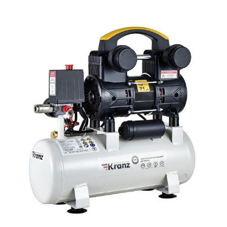 Фото  Kranz (KR-16-1161) Компрессор воздушный безмасляный KR-850/10, 850Вт, 140 л/мин, 10л