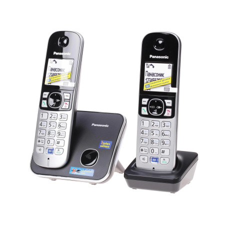 Фото  Panasonic KX-TG6812RUB Радиотелефон черный (2 трубки с ЖК диспл., DECT)