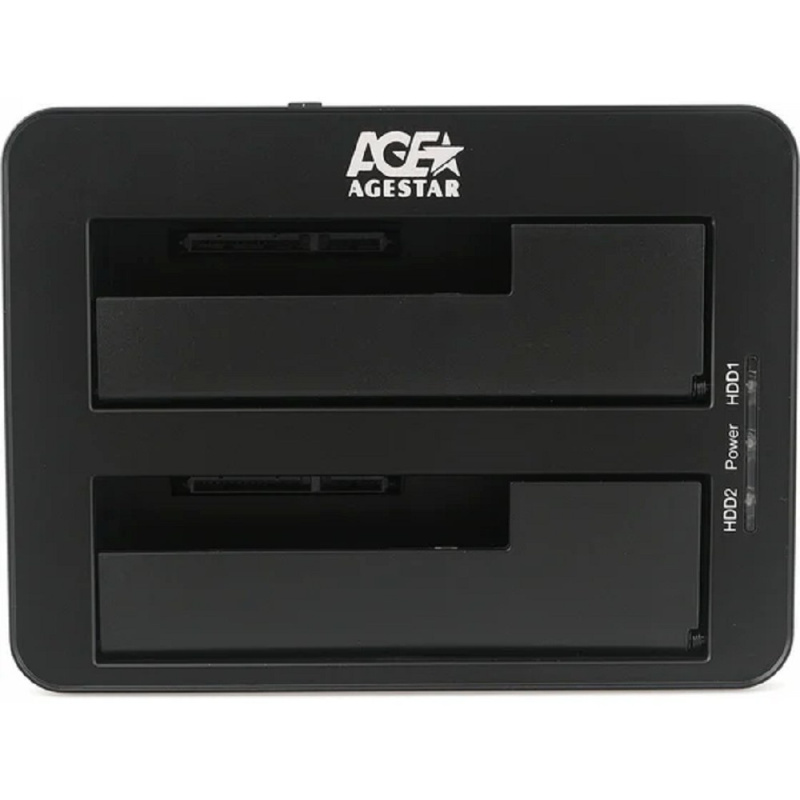 Фото  AgeStar 3UBT8 (SILVER) Док станция для HDD 2.5"/3.5" SATA clone, USB3.0, пластик+алюминий, серебристый,