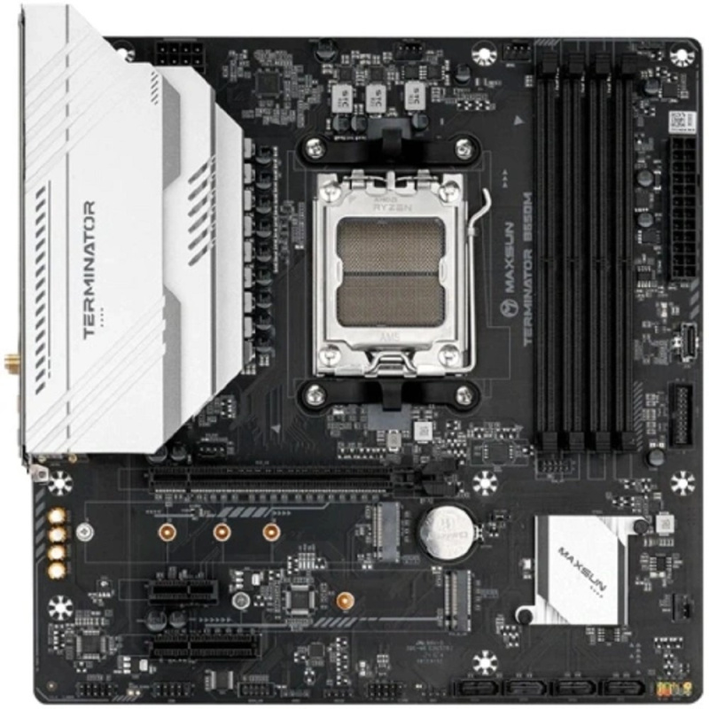 Фото  MAXSUN MS-Terminator B650M WIFI6, AM5, B650, 4*DDR5, 4*SATA 3.0, 2*M.2, USB 3.2, USB 2.0, Type-C, 1*PCIE 16, 1*PCIE 4, 1*PCIE 1, HDMI+DP, mATX