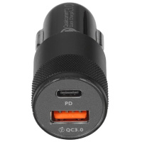 Фото  Cablexpert Автомобильное зарядное устройство 38Вт, 3А, QC3.0/PD, 1xUSB, 1xType-C, черный, пакет (MP3A-UC-CAR24)