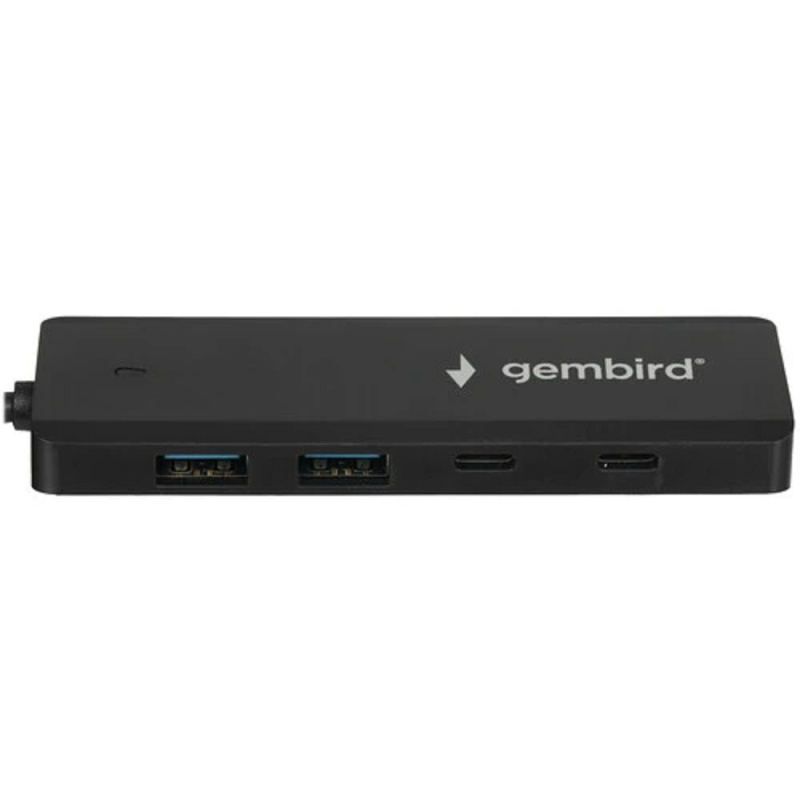 Фото  Gembird Разветвитель USB3.1 2xUSB, 2xType-C, с доп.пит (Type-C), кабель USB 19см, черный, коробка (UHB-C415)
