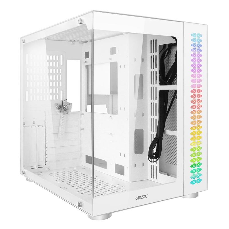 Ginzzu V580 RGB подсветка  закаленное стекло 1*USB 3.0 1*USB 2.0  AU Белый ATX