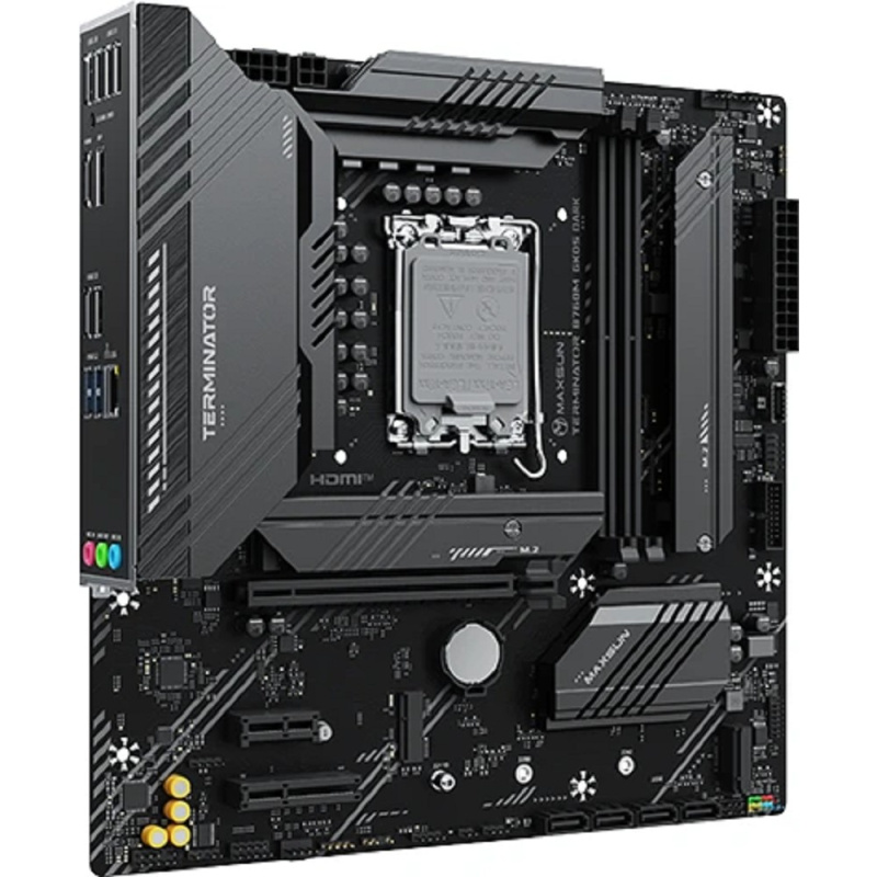 Фото  MAXSUN MS-Terminator B760M GKD5 DARK (Socket 1700, mATX, 2*DDR5, DP/HDMI, 4*SATA3, 3*M.2, 1*PCIEx16/1*PCIEx4/1*PCIEx1, LAN 1*2.5G , 6*USB2.0, 2*USB 3.
