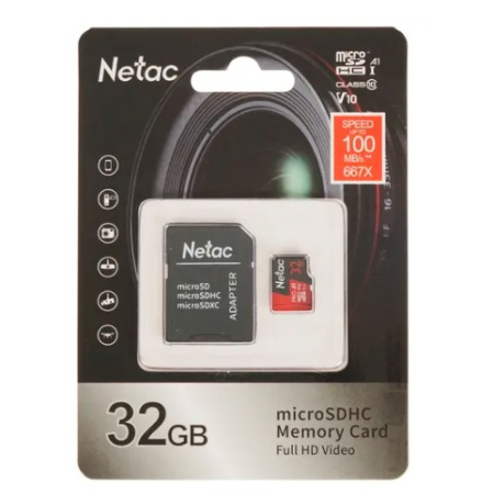 Фото  Micro SecureDigital 32GB Netac MicroSD card P500 Extreme Pro, retail version w/SD adapter [NT02P500PRO-032G-R]