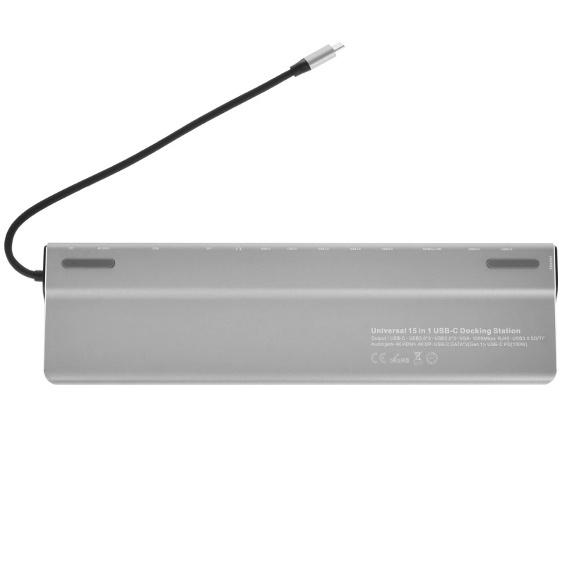 Фото  VCOM CU4703  Адаптер TypeC -->3*USB3.0+2*USB2.0+VGA+RJ45+SD+TF+AUD+HDMI+DP+2*USB3.1 Data+PD[4895182217294]