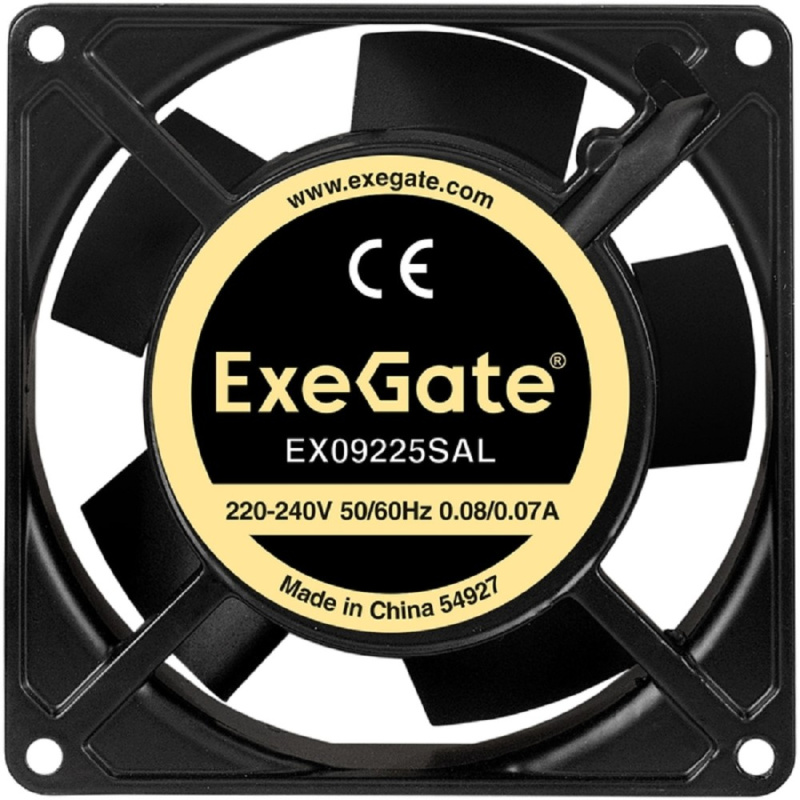 Фото  Exegate EX289005RUS Вентилятор 220В ExeGate EX09225SAL (92x92x25 мм, Sleeve bearing (подшипник скольжения), подводящий провод 30 см, 2500RPM, 34dBA)