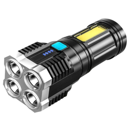 Ultraflash LED51525 (фонарь акк 4В  черн.  4LED+COB  3 Вт  4 реж  Micro -USB  бокс)
