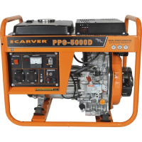 Фото  Генератор CARVER  PPG - 5000D дизель [01.020.00050] { (LT-178F, 3,3/3,6 кВт, 220В, бак12.5л, медь) (12 шт/пал) }